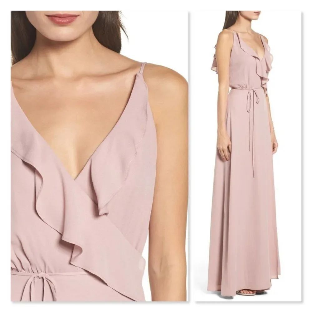 NEW Wayf Jamie Ruffle Wrap Gown Size Medium - Picture 2 of 8